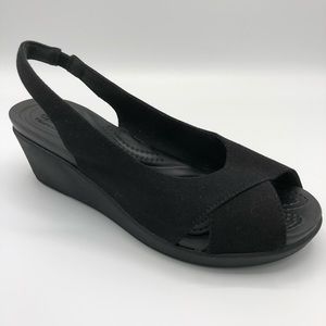 Crocs Leigh Ann Slingback Wedge Black